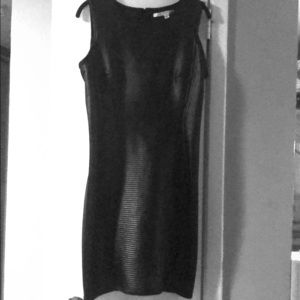 Black shapely flax leather dress 36” long